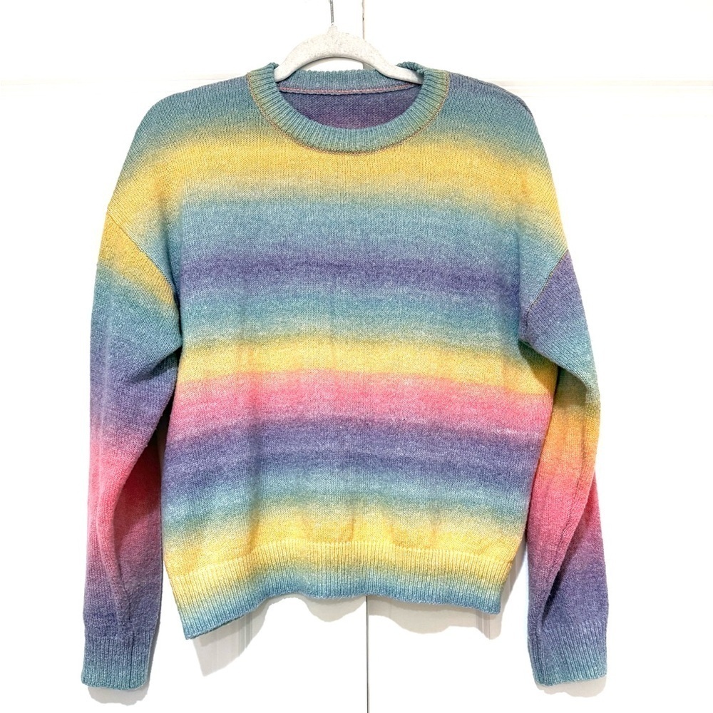 Boho Color Block Ombre Sweater Top sz  M